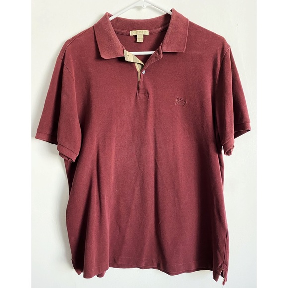burgundy burberry polo